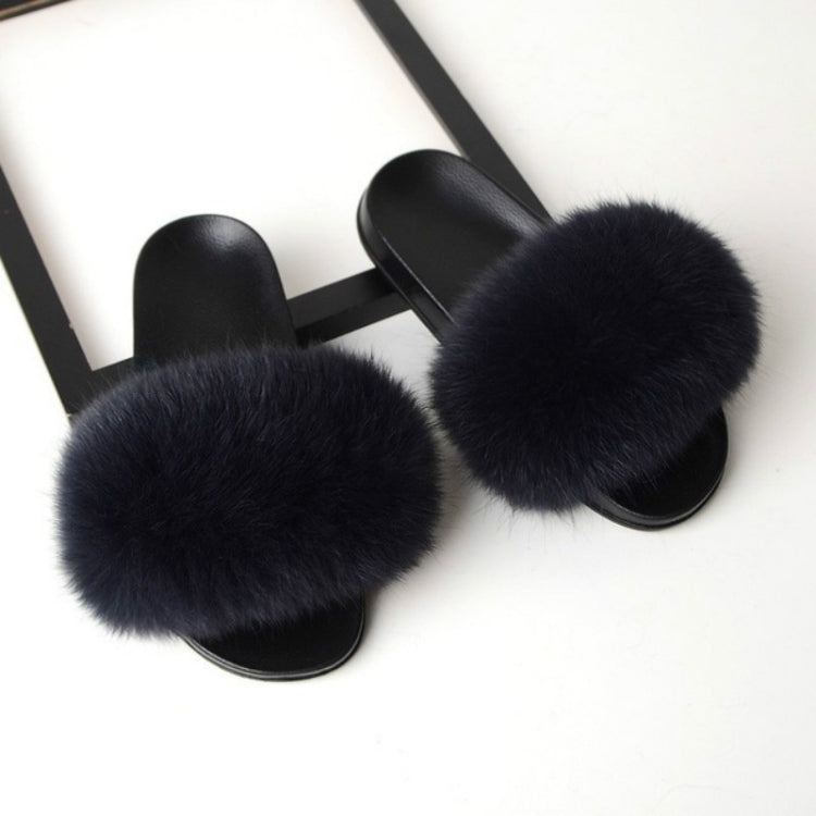 Fox Fur Slippers Flip-flops Non-slip Flat Fur Shoes Sandals for Women, Series 3 Reluova