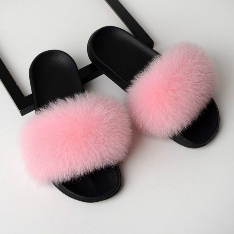 Fox Fur Slippers Flip-flops Non-slip Flat Fur Shoes Sandals for Women, Series 3