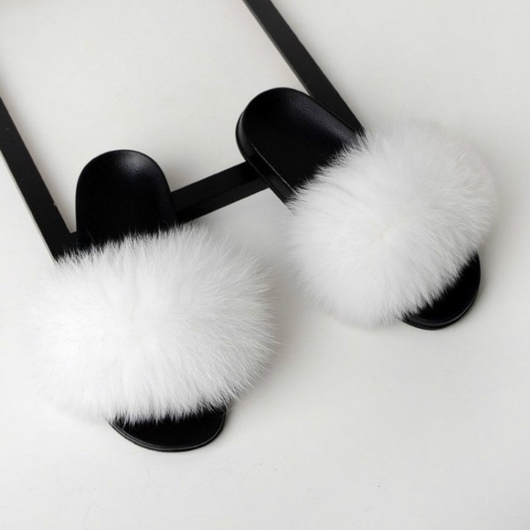 Fox Fur Slippers Flip-flops Non-slip Flat Fur Shoes Sandals for Women, Series 3 Reluova