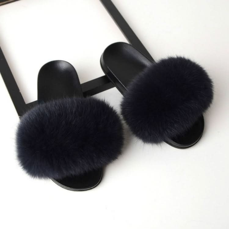 Fox Fur Slippers Flip-flops Non-slip Flat Fur Shoes Sandals for Women, Series 1 Reluova