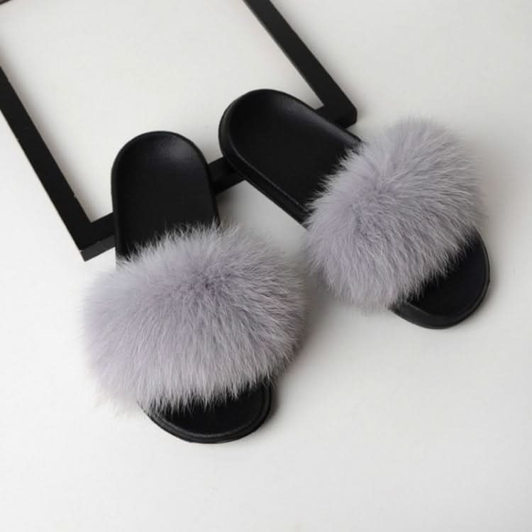 Fox Fur Slippers Flip-flops Non-slip Flat Fur Shoes Sandals for Women, Series 1 Reluova