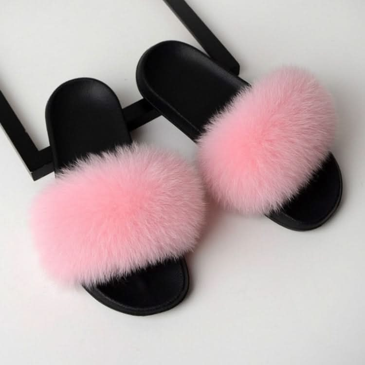 Fox Fur Slippers Flip-flops Non-slip Flat Fur Shoes Sandals for Women, Series 1 Reluova