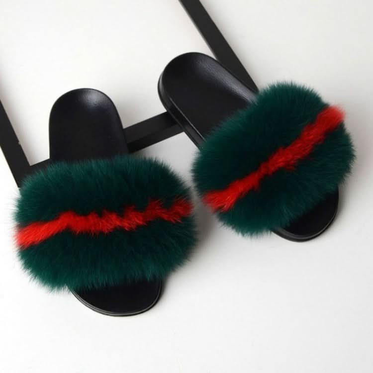 Fox Fur Slippers Flip-flops Non-slip Flat Fur Shoes Sandals for Women, Series 1 Reluova