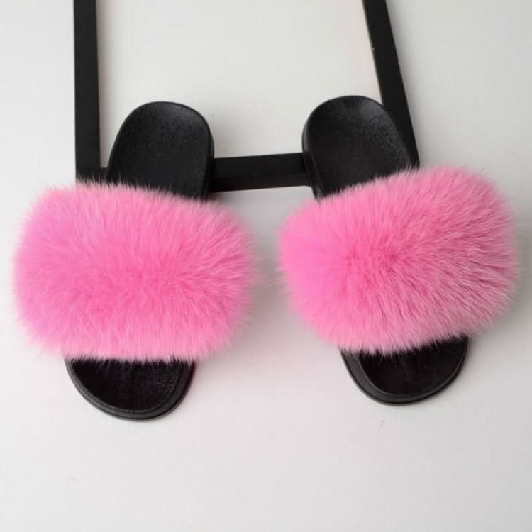 Fox Fur Slippers Flip-flops Non-slip Flat Fur Shoes Sandals for Women, Series 1 Reluova