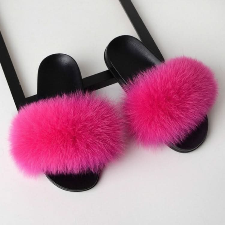 Fox Fur Slippers Flip-flops Non-slip Flat Fur Shoes Sandals for Women, Series 1 Reluova