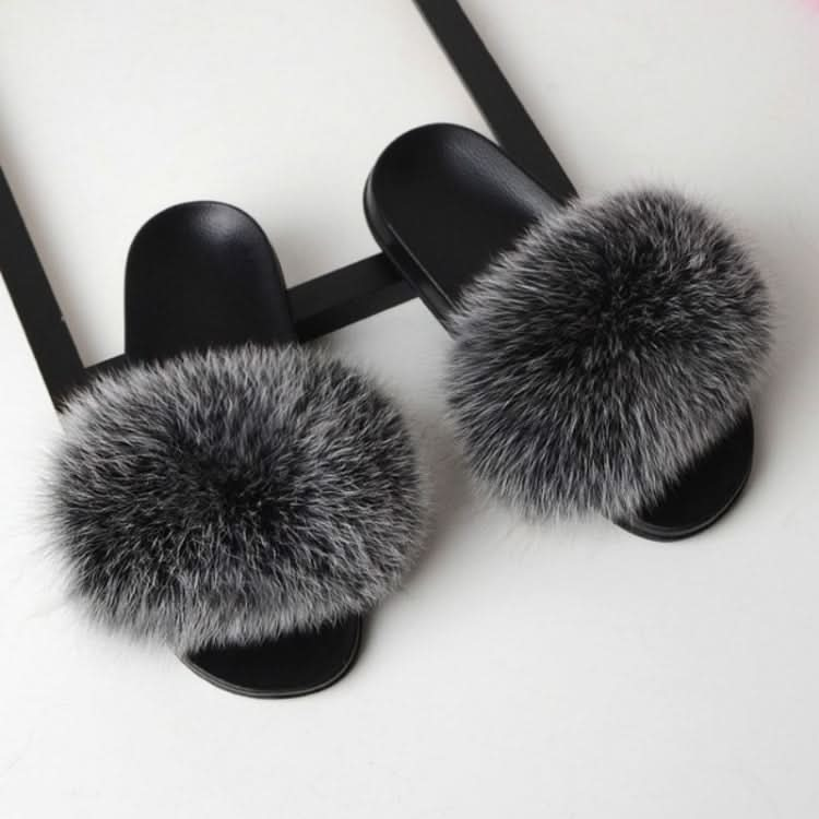 Fox Fur Slippers Flip-flops Non-slip Flat Fur Shoes Sandals for Women, Series 1 Reluova