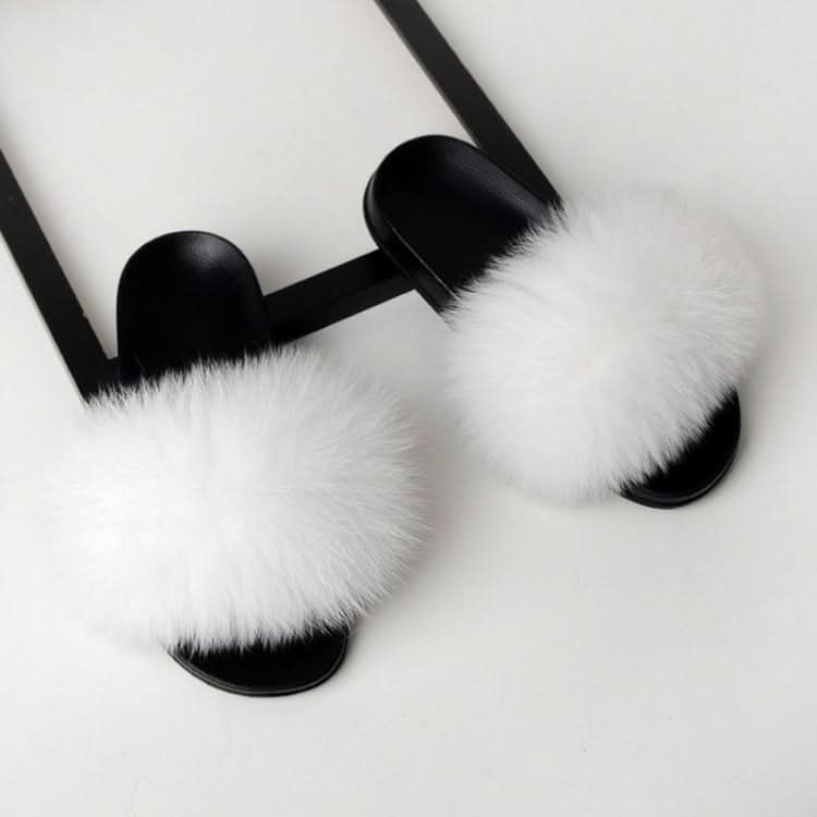 Fox Fur Slippers Flip-flops Non-slip Flat Fur Shoes Sandals for Women, Series 1 Reluova