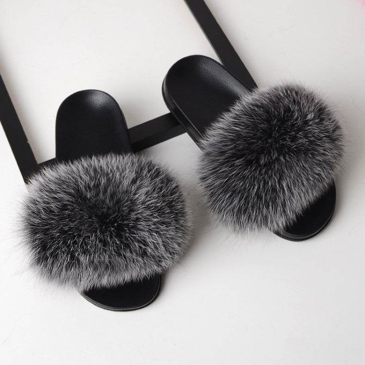 Fox Fur Slippers Flip-flops Non-slip Flat Fur Shoes Sandals for Women, Series 3