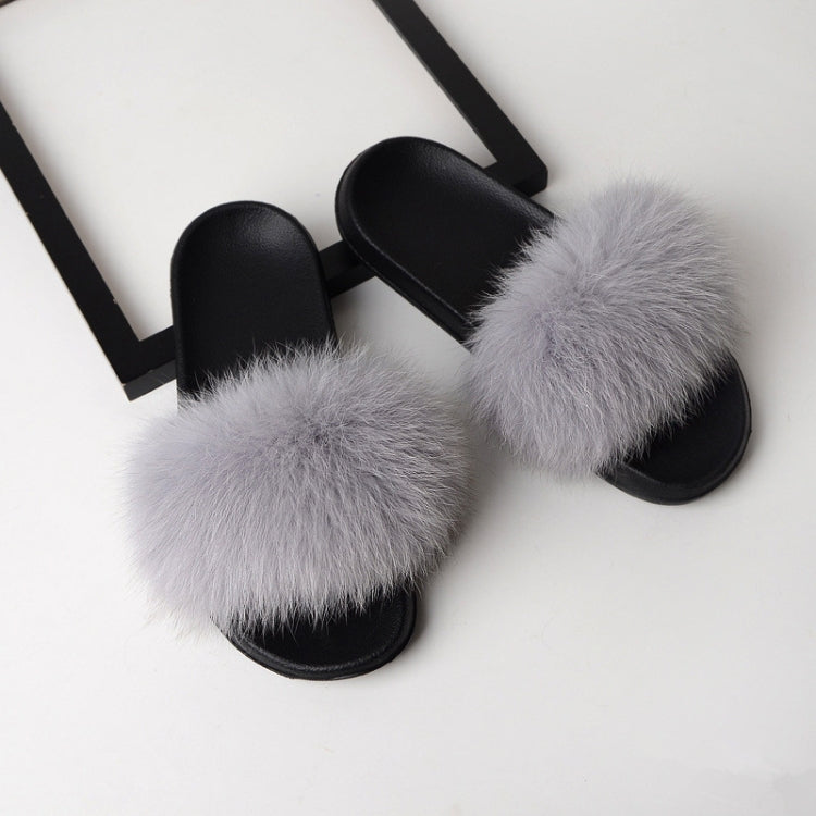 Fox Fur Slippers Flip-flops Non-slip Flat Fur Shoes Sandals for Women, Series 4