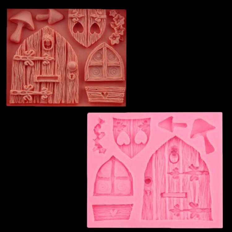 2 PCS Cartoon House Wooden Window Shape Silicone Candy Mold Fairy Tale Cake Decorating Tool-Reluova