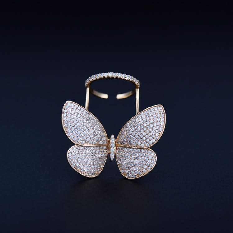 Fashion Adjustable Butterfly Shape Ring with Diamond Women Jewelry Reluova