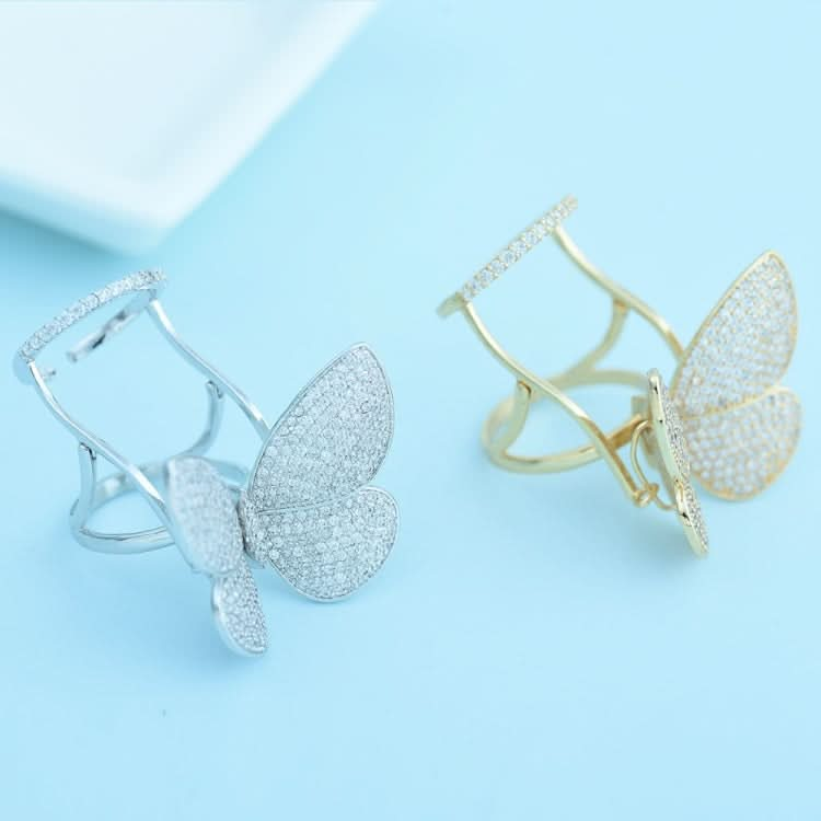 Fashion Adjustable Butterfly Shape Ring with Diamond Women Jewelry Reluova