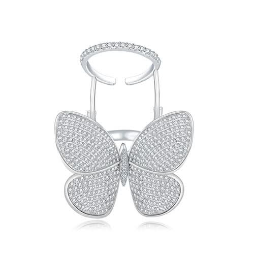 Fashion Adjustable Butterfly Shape Ring with Diamond Women Jewelry Reluova