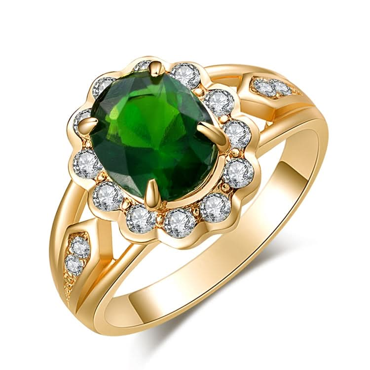 Fashion Vintage Oval Green Gem Diamond Ring Reluova