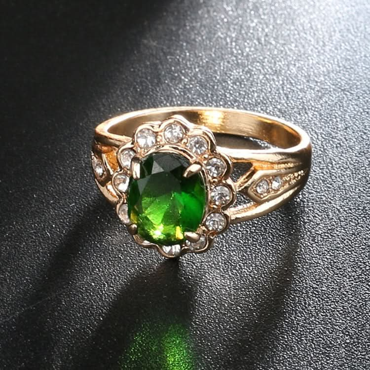 Fashion Vintage Oval Green Gem Diamond Ring Reluova