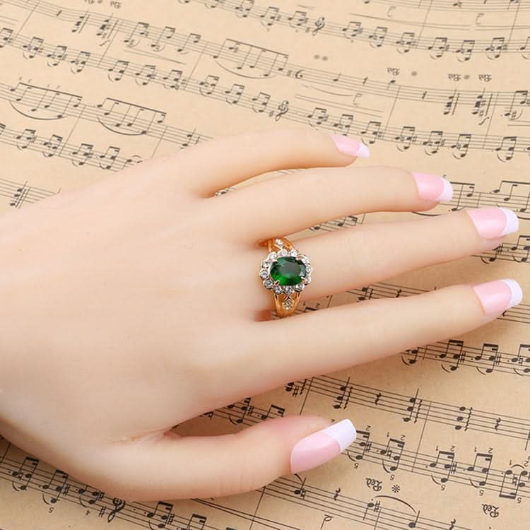 Fashion Vintage Oval Green Gem Diamond Ring Reluova