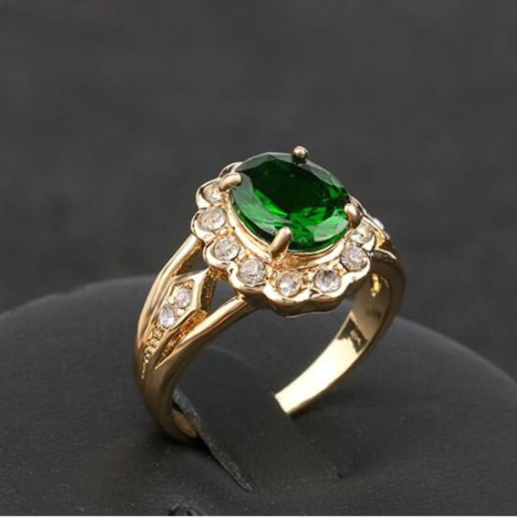 Fashion Vintage Oval Green Gem Diamond Ring Reluova