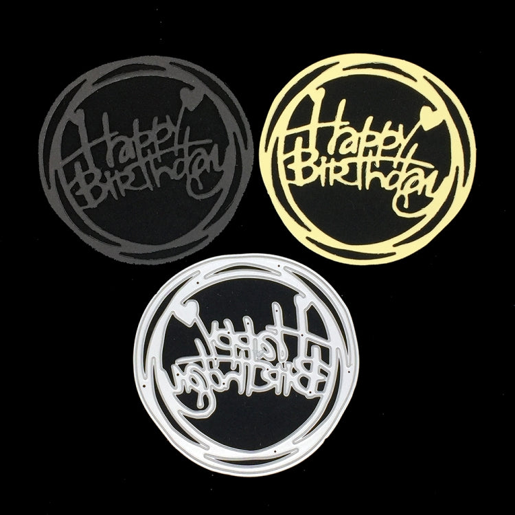 Round Happy Birthday Knife Die DIY Clip Book Album Greeting Card Making Stencil Reluova