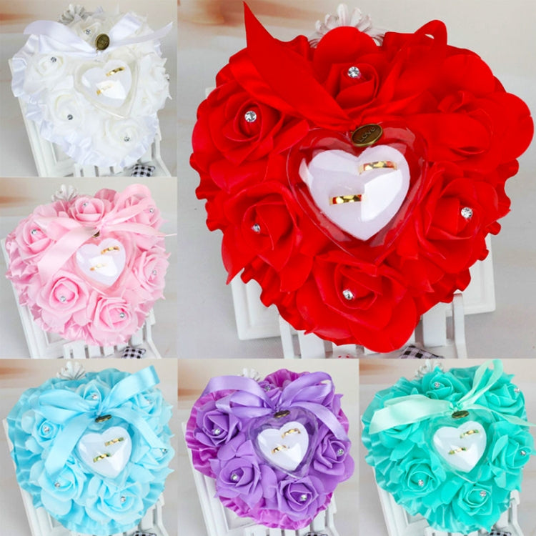 Heart-shaped Ring Box can Hang Simulation Foam Rose Ring Pillow Wedding Supplies My Store