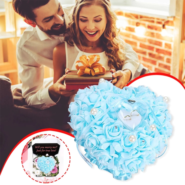 Heart-shaped Ring Box can Hang Simulation Foam Rose Ring Pillow Wedding Supplies My Store