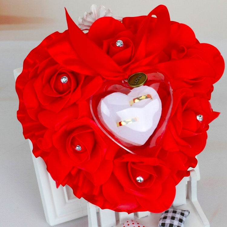 Heart-shaped Ring Box can Hang Simulation Foam Rose Ring Pillow Wedding Supplies My Store