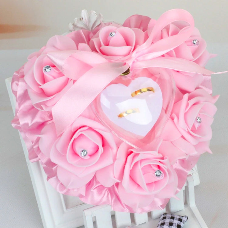 Heart-shaped Ring Box can Hang Simulation Foam Rose Ring Pillow Wedding Supplies My Store