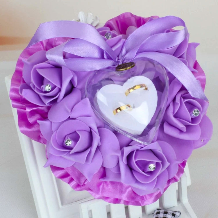 Heart-shaped Ring Box can Hang Simulation Foam Rose Ring Pillow Wedding Supplies My Store