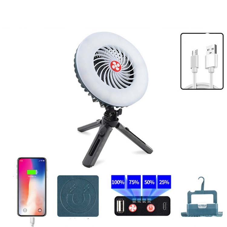 USB Rechargeable Fan Lamp Live Broadcast Multi-function Tent Camping Lamp