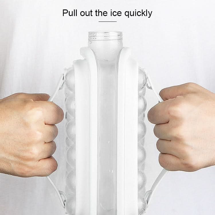 2 in 1 Round Ice Cube Mold Portable Ice Ball Maker Bottle Kettle with Lid White-Reluova