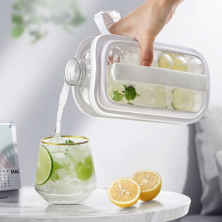 2 in 1 Round Ice Cube Mold Portable Ice Ball Maker Bottle Kettle with Lid White-Reluova