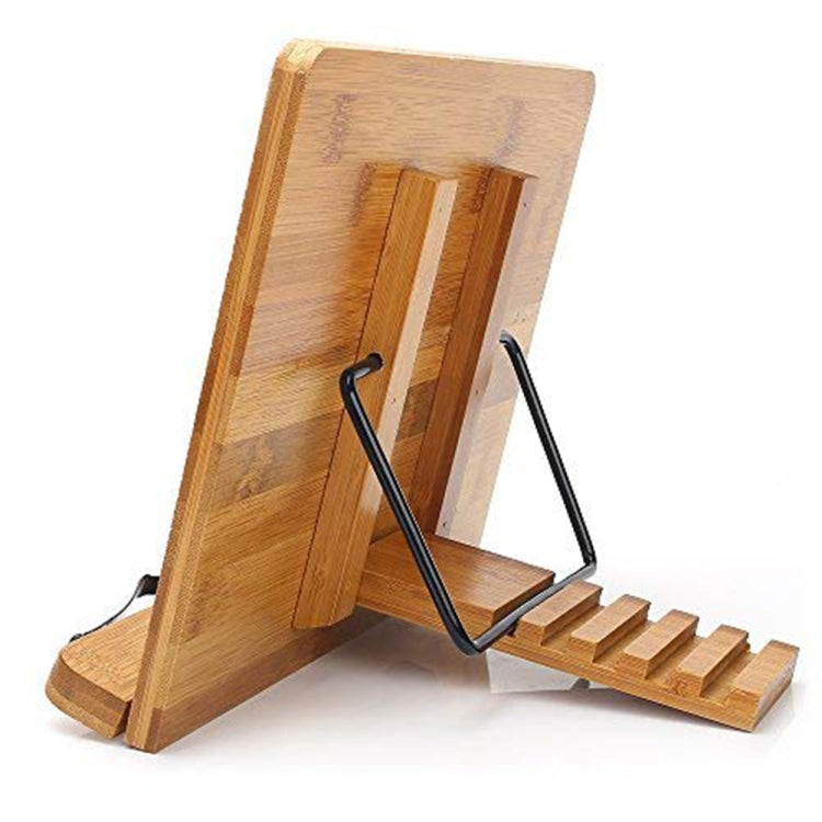 Wood Tablet Bookends Bracket Cookbook Textbooks Document Bamboo Foldable Reading Rest Book Stand