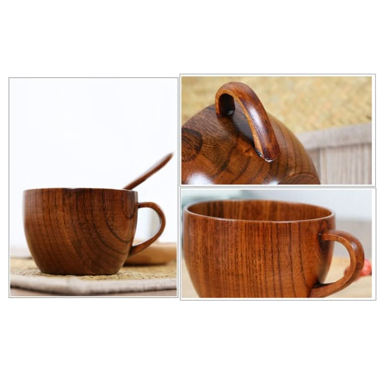 Mini Retro Handmade Wooden Coffee Tea Juice Water Cup Breakfast Beer Milk Drinkware with Handle - Reluova