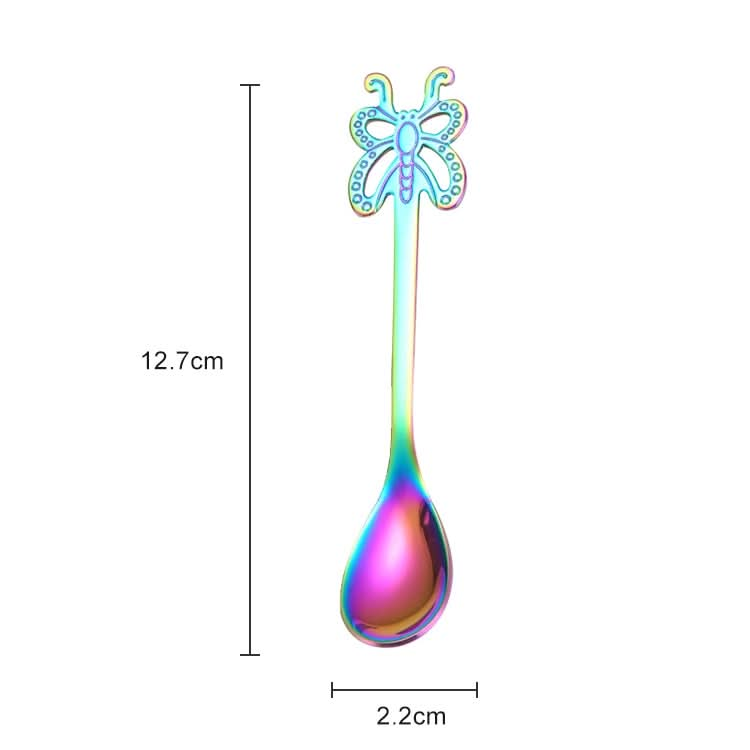 Multicolor Stainless Steel Butterfly Coffee Spoon Fruit Cold Drink Ice Cream Dessert Tea Spoon - Reluova