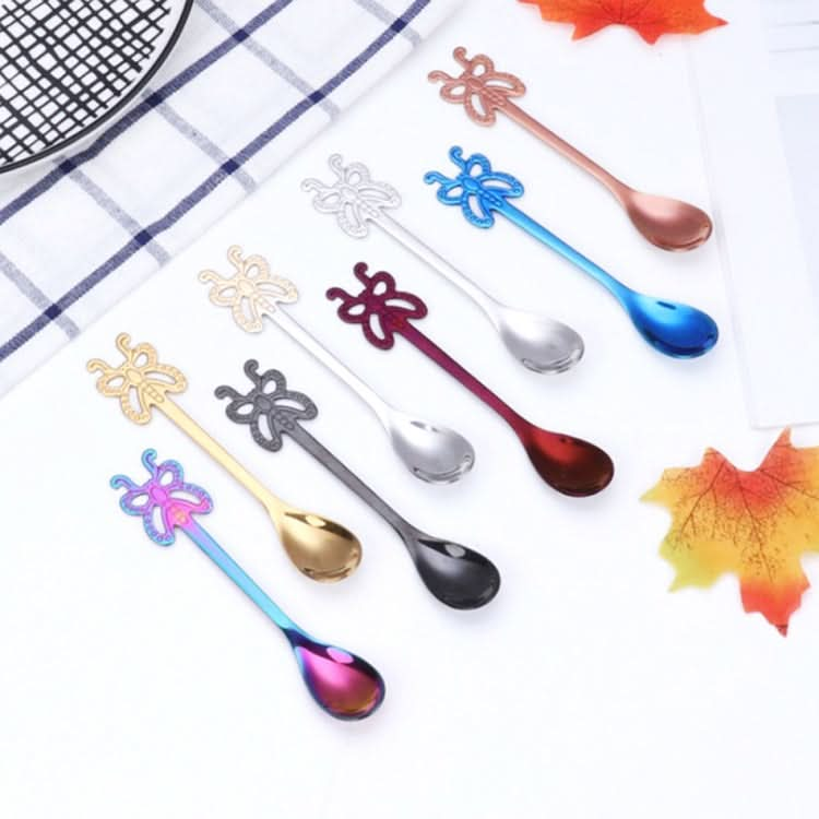 Multicolor Stainless Steel Butterfly Coffee Spoon Fruit Cold Drink Ice Cream Dessert Tea Spoon - Reluova