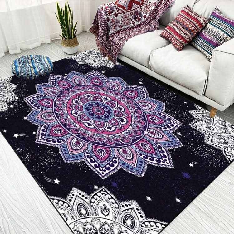 National Style Abstract Dark Blue Art Carpets Living Room Bedroom Floor Mat