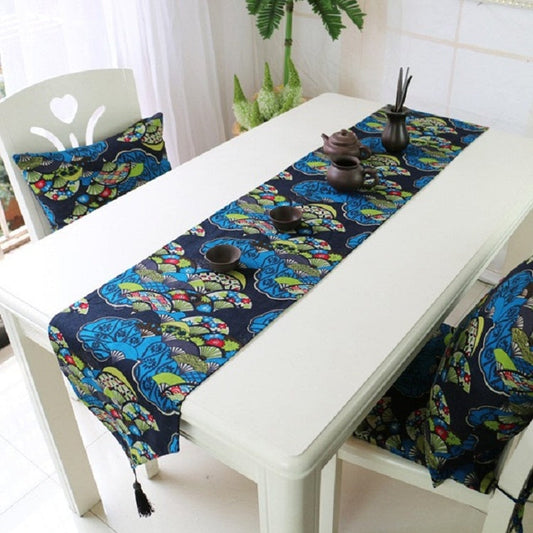 Ethnic Style Cotton and Linen Table Flag Printed Double Dining Table Placemat