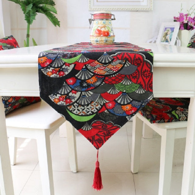 Ethnic Style Cotton and Linen Table Flag Printed Double Dining Table Placemat My Store