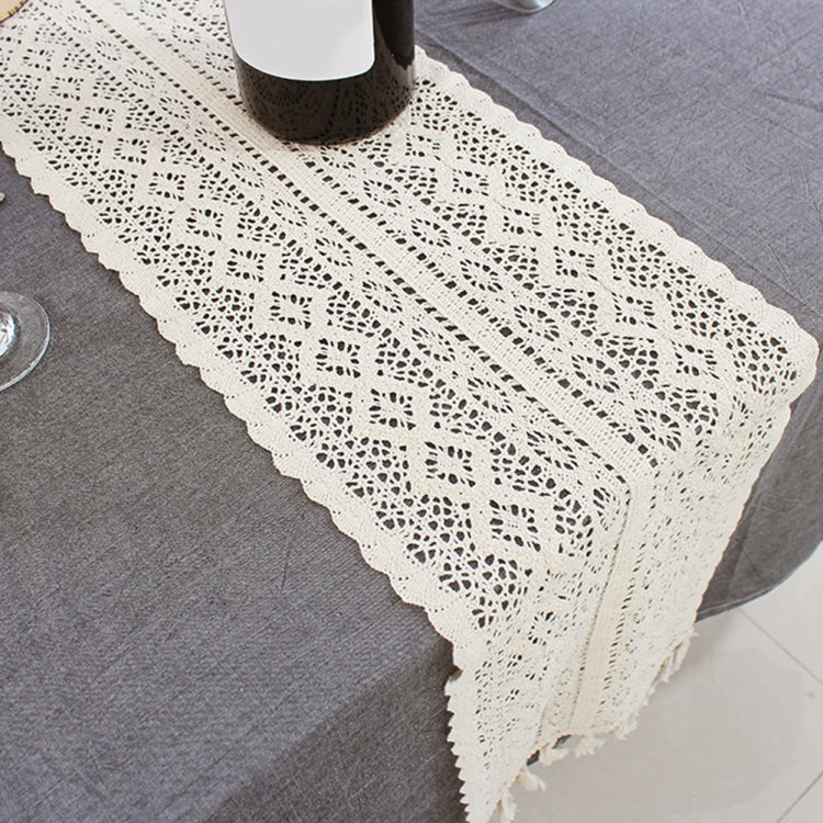 Tassel Lace Floral Romance Retro Crochet Hollow Cotton Blend Table Runner Covers My Store