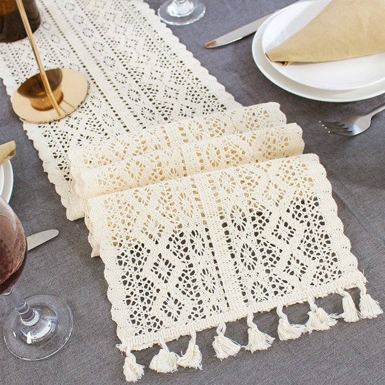 Tassel Lace Floral Romance Retro Crochet Hollow Cotton Blend Table Runner Covers My Store