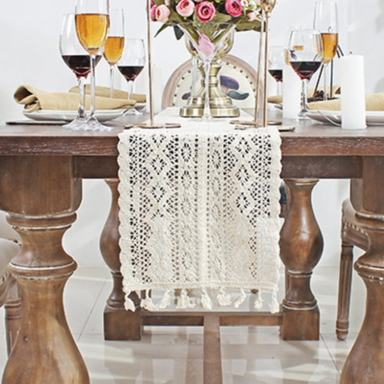 Tassel Lace Floral Romance Retro Crochet Hollow Cotton Blend Table Runner Covers My Store