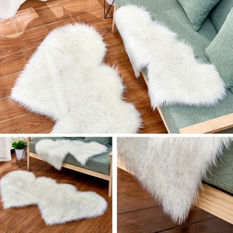 Creative Double Heart Imitation Wool Carpet Sofa Cushion Mat Plush Bedroom Living Room Floor Rugs, Series 3 Reluova