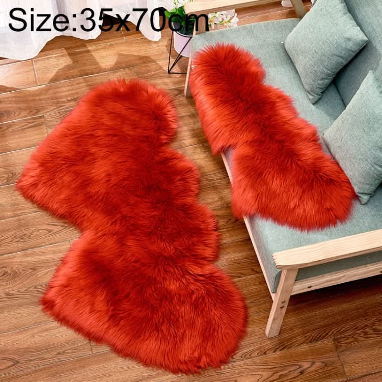 Creative Double Heart Imitation Wool Carpet Sofa Cushion Mat Plush Bedroom Living Room Floor Rugs, Series 3 Reluova