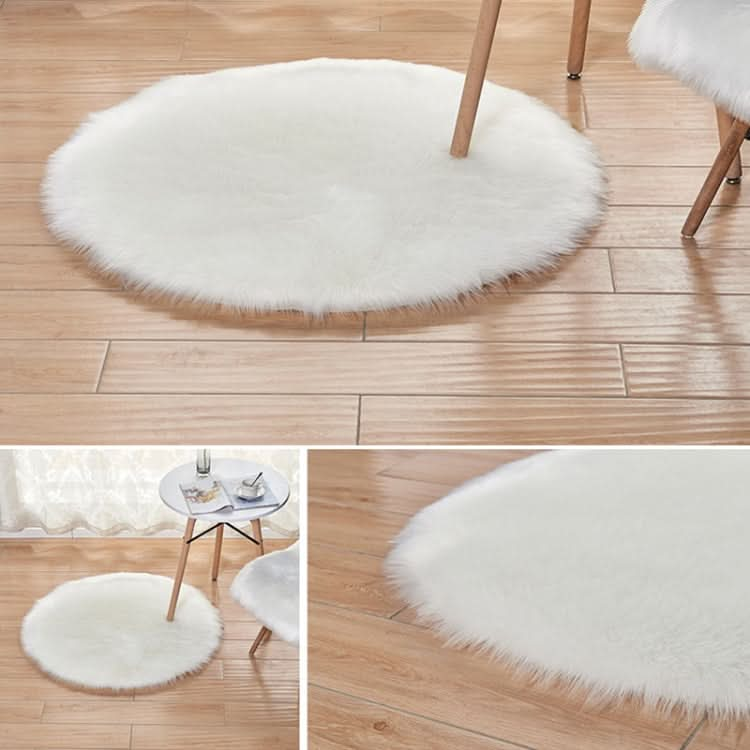 Long Plush Round Carpet Living Room Decoration Imitation Wool Carpet Mat