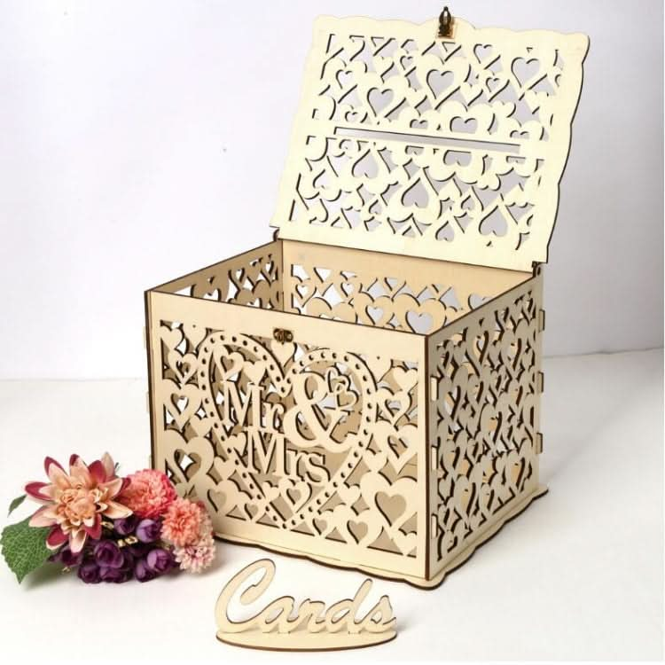 DIY Wooden Beautiful Wedding Card Box Gift Decoration Box