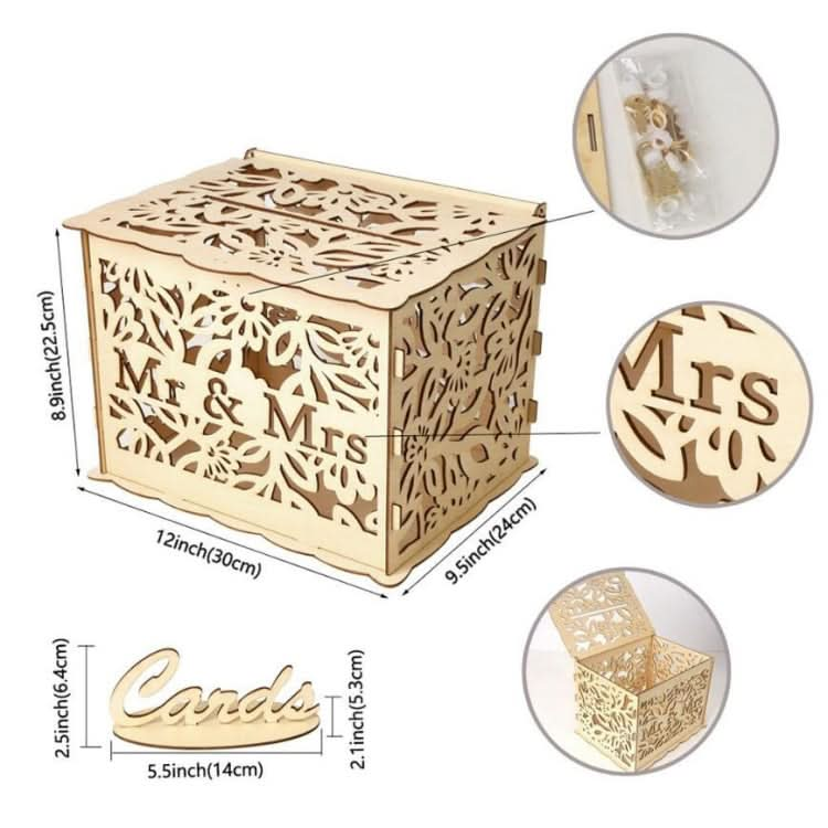 DIY Wooden Beautiful Wedding Card Box Gift Decoration Box