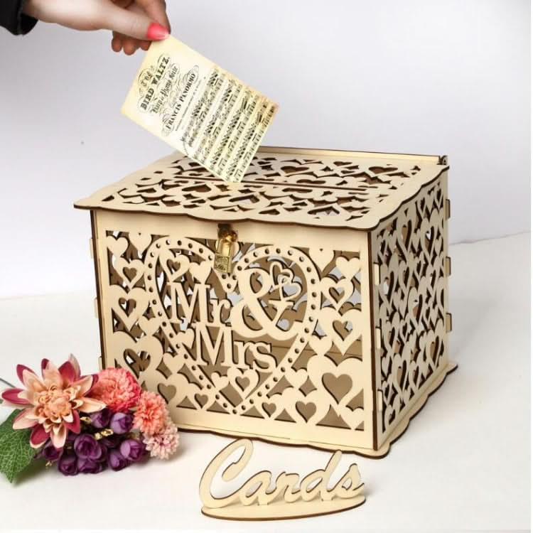 DIY Wooden Beautiful Wedding Card Box Gift Decoration Box