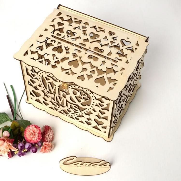 DIY Wooden Beautiful Wedding Card Box Gift Decoration Box