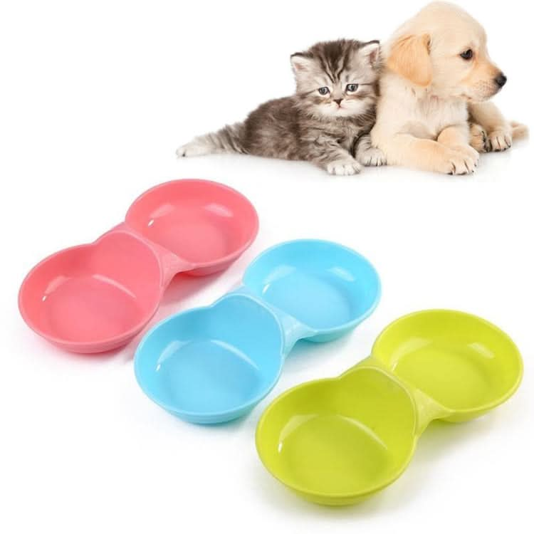 Durable Candy-colored Plastic Pet Double Bowl Cat Dog Bowl, Random Color Delivery - Reluova