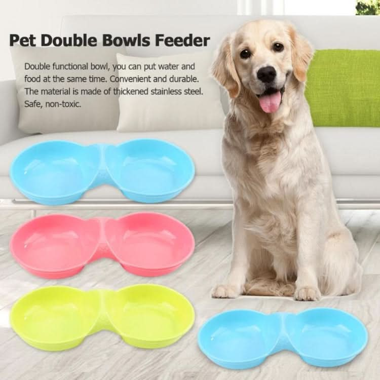 Durable Candy-colored Plastic Pet Double Bowl Cat Dog Bowl, Random Color Delivery - Reluova