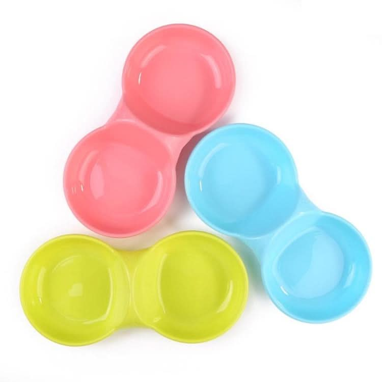 Durable Candy-colored Plastic Pet Double Bowl Cat Dog Bowl, Random Color Delivery - Reluova